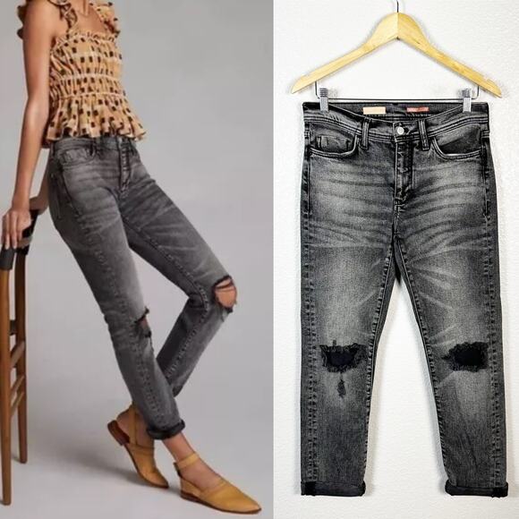 Anthropologie Denim - Pilcro by Anthropologie Womens Slim Boyfriend Distressed Jeans in Black Size 27
